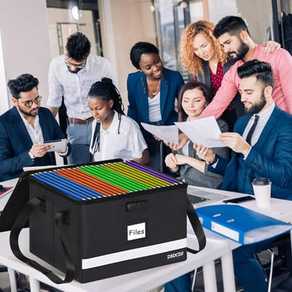Fireproof File Box with Lock, Upgraded Fireproof Document Box with Reflective Strip, Portable File Organizer Filing Cabinet with Handle for Hanging Letter/Legal Folder, 15.5" x 12.3" x 10.5" | Fireproof - size: 15.5" x 12.3" x 10.5", style: Black1 Pack-23