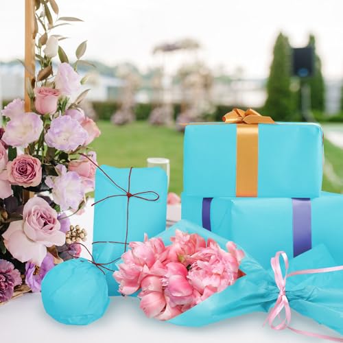 120 Sheets Gift Wrapping Tissue Paper, 20" x 14" Bulk Colored Tissue Paper (Light Blue) - color: Light Blue