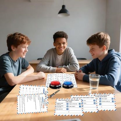 School Party Friendly Feud Game with 2 Answer Buzzers, Graduation Team Building Class Reunion Feud Cards for School Game Night Fun Trivia Quiz for Students Teachers Groups Holiday Gatherings