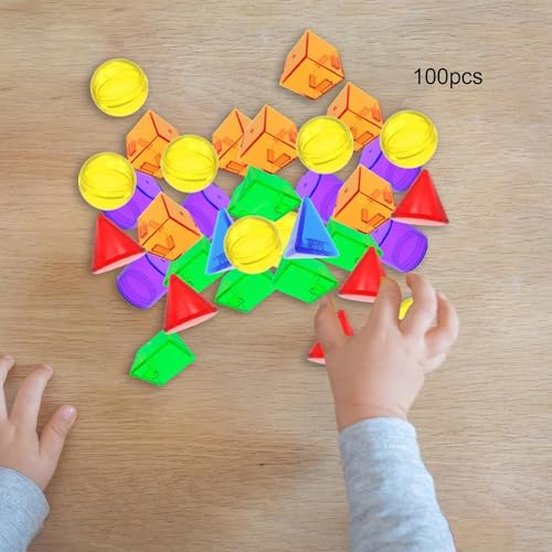100Pcs Geometric Solids Learning Toys Classroom Accessories Translucent Pattern Blocks Geometric Shapes for Elementary Home