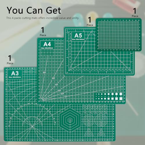 Cutting Mats Double Sided 5 Layers Craft Cutting Mat Rotary Cutting Sewing Mat Multi-sized Tabletop Cutting Board for Sewing Hobby Crafts Scrapbooking Fabric Project DIY Artwork