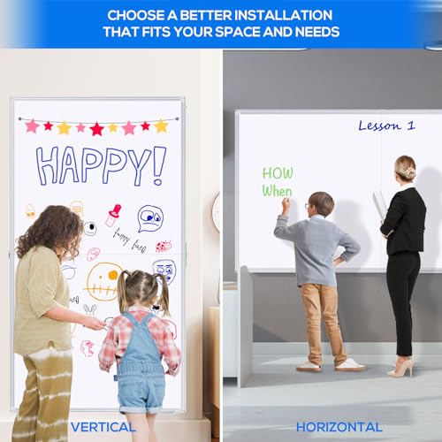 Magnetic White Board Dry Erase Board for Wall，72" x 48" (6ft x 4ft) Wall-Mounted Aluminum Frame Marker Board, Foldable Portable Whiteboard with a Long Pen Tray for School, Classroom, Office & Home - size: 48"W x 72"H, style: Style B
