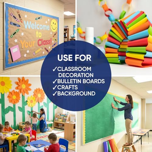 Green Construction Paper Roll 12" x 100 ft – Made in USA – 12" Bulletin Board Paper for Classroom & School, Teachers & Kids - color: Green, size: 12"W x 1200"L