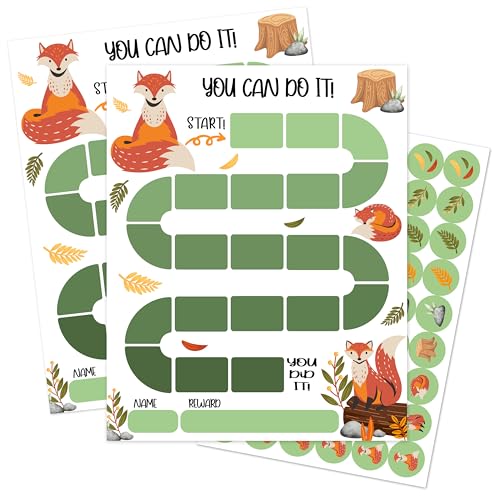 Fox Theme Reward Chart for Kids, 20 Behavior Charts with 432 Stickers, Responsibility & Incentive Chart for Toddlers, Kids and Teens – A02 - style: Fox