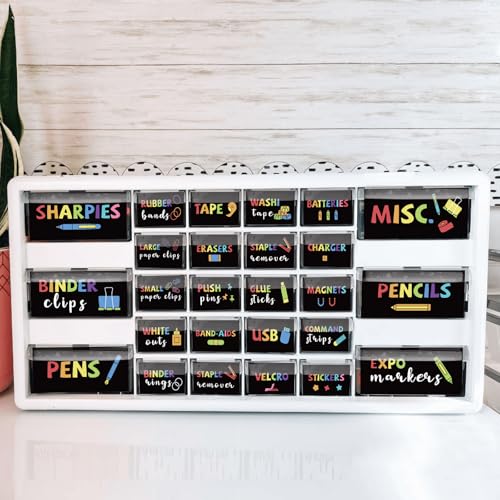 42 Pieces Teacher Toolbox Labels Tool Box Storage Label Classroom Supply Decor for Back to School Teachers Classroom Organization (Chalkboard Brights) - style: Chalkboard brights
