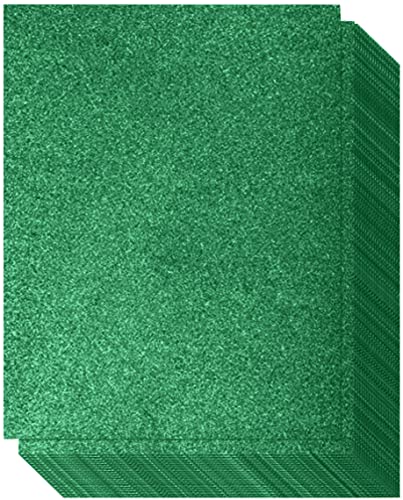 Green Glitter Cardstock - One-sided - Non-Adhesive - 20 Pack - 8.5 x 11 Inches - Premium Glittery Sheets for DIY Crafts, Art Projects, Party Decor, Gift Box Wrapping - Green Sparkling Paper | 250GSM - color: Green