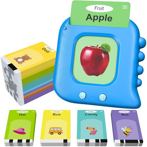 Talking Flash Cards,Kids Toddler Flash Cards with 240 Sight Words,Montessori Toys,Autism Sensory Toys,Speech Therapy,Learning Educational Gifts for Age 4 5 6 Years Old Boys and Girls - style: Dinosaur Blue