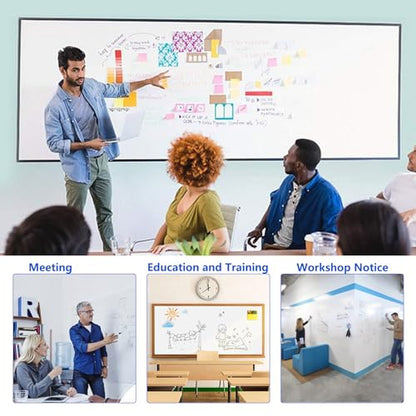 Self-Adhesive Dry Erase Whiteboard Sticker, 59.05" x 39.37" Magnetic Receptive White Board Wall Film, No Ghosting, Easy Write & Clean | Peel & Stick for Office, Home & Classroom,Incl. Accessories - size: 59.05" x 39.37"