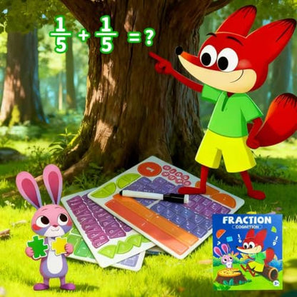 Magnetic Fraction Tiles and Circles Set, Hands-On Math Manipulatives for Kids, Montessori Early Childhood Education Materials for School and Homeschool Use