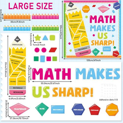 Math Bulletin Board Decorations Set Back to School Bulletin Board Classroom Decorations Educational Math Makes Us Sharp Pencil Paper Cutouts for School Classroom Office Home Chalkboard Wall Door Deco - style: Math