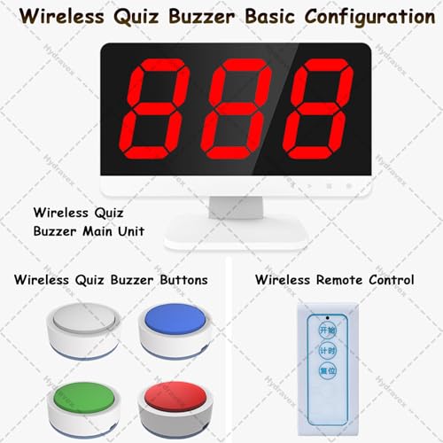 Game Answer Buzzer, Wireless Quiz Game Buzzer Set, 1 Host Monitor + Buzzers Buttons, 3 Answering Modes & 4 States, for Game Show, Family Classroom (8Buttons) - size: 8Buttons