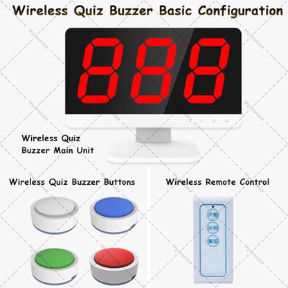 Game Answer Buzzer, Wireless Quiz Game Buzzer Set, 1 Host Monitor + Buzzers Buttons, 3 Answering Modes & 4 States, for Game Show, Family Classroom (8Buttons) - size: 8Buttons