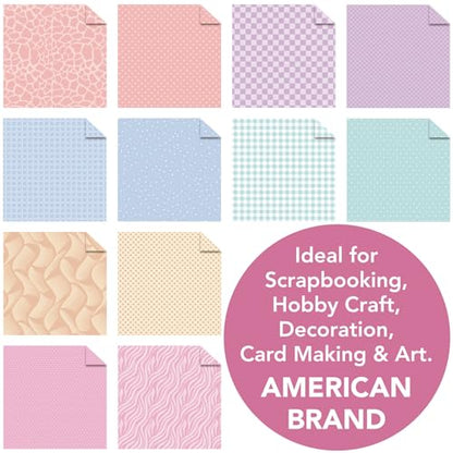 12x12 in Pastel Easter Scrapbooking Cardstock Decorative Paper - 36 Sheets - for Card Making Journaling Planner Origami Background Scrapbook Paper Scrapbook Materials Supplies
