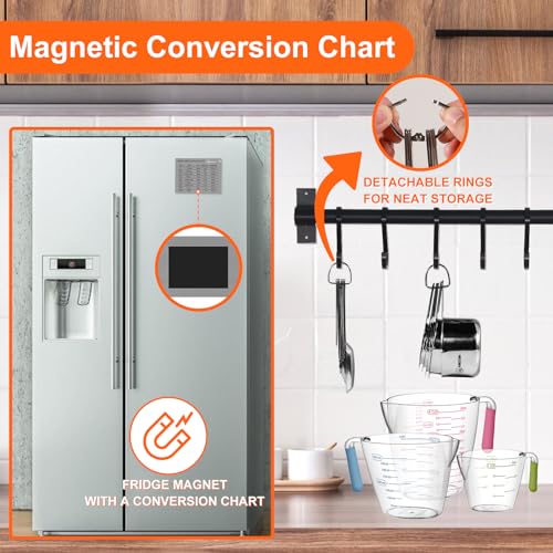 AIKEXIN 20 PCS Measuring Cups & Spoons Set, for Cooking & Baking Gadgets | 18/10 Stainless Steel, Metal Material | Nesting, Stackable Design | Dry & Liquid | Plastic | Leveler, Conversion Chart - style: Rectangular Spoons Set