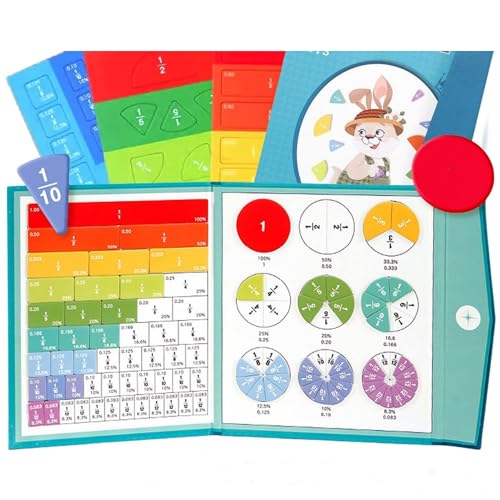 Magnetic Fraction Demonstration Book, 103 PCS Magnetic Fraction Tiles & Fraction Circles, Educational Puzzle Math Fraction Disc Set,Math Puzzle Learning Building Block Set for Classroom
