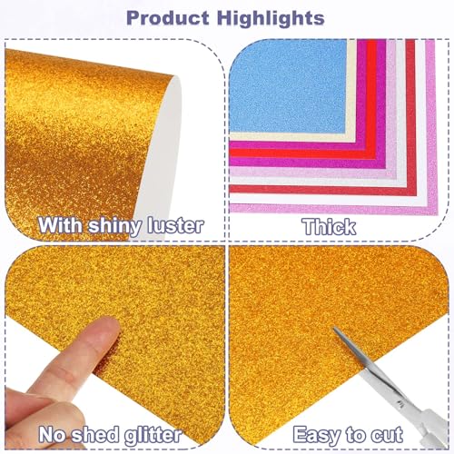 PATIKIL 20Sheets Gold Glitter Cardstock, 12x12In Glitter Paper Card Stock Shiny Scrapbook 250gsm Sparkly Paper Large Shimmer for Crafts Scrapbook DIY Art Wedding Party - color: Gold, size: 12x12In