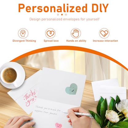 Guakicae 100 packs White Blank Note Cards and Envelopes 4 x 6 Heavyweight Folded Cardstock and A4 Envelopes Printable Self Seal for Wedding Invitations, Thank You Cards, Greeting Card & All Occasion - color: White, size: 4x6-100pcs