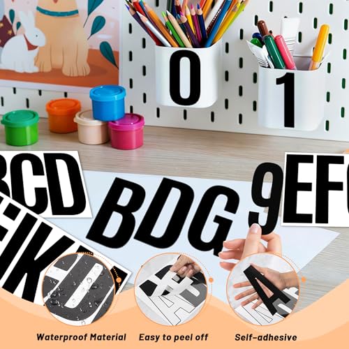 144 Pcs Letter Stickers Vinyl Mailbox Numbers and Letters, 30 Sheets Large Alphabet Number Stickers Self-Adhesive Waterproof Sticker Letters for Window Vehicle Bulletin Poster Board (Black, 6 Inch) - color: Black, size: 6 Inch