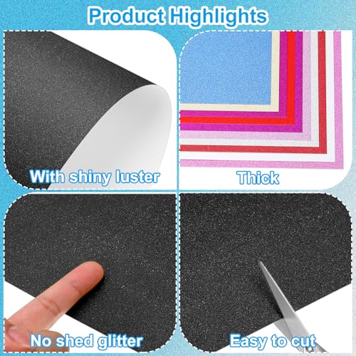 PATIKIL 10 Sheets Black Glitter Cardstock Paper, A4 250gsm Rectangle Premium Sparkly Paper Craft Cardstock Paper for Scrapbook Card Making DIY Art Projects Wedding Party - color: Black, size: A4
