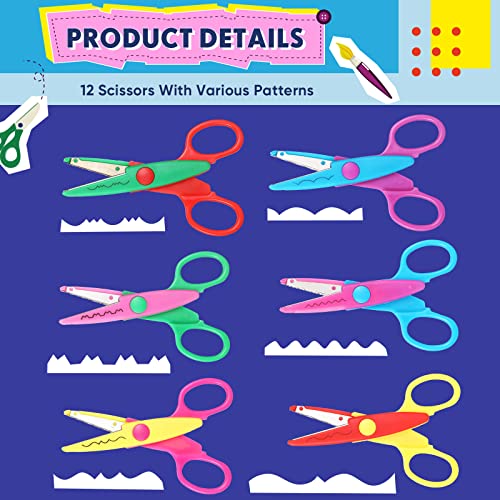 Gueevin 22 Pcs Craft Scissors Decorative Edge and Hole Punch Shapes Craft Set, Including 12 Paper Edge Scissors, 10 Pattern Paper Punch for DIY Art, Kids Adults, Card Making, School Supplies