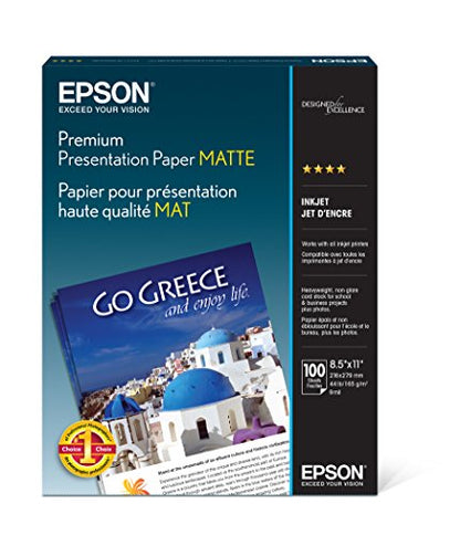 Epson Premium Presentation Paper MATTE (8.5x11 Inches, 100 Sheets) (S042180),Black - size: 100 Sheets