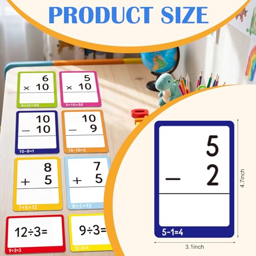 864 Pcs 24 Set Mixed Mathematics Flash Cards - Fractions, and Mathematics Flash Cards with Visual Aids Mastered & Review Sorting for Homeschool Supplies Kids 3rd 4th 5th Grade - style: Mixed Math