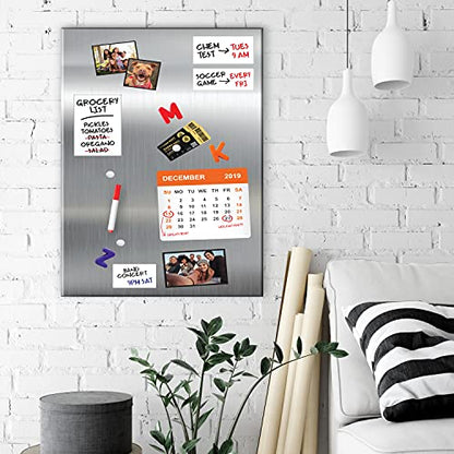 Magnet and Message Board | Super Jumbo 30 x 40 x 0.7 Inch Magnet and Message Board | Mountable Steel Bulletin Board (Silver) - size: 30"W x 40"H