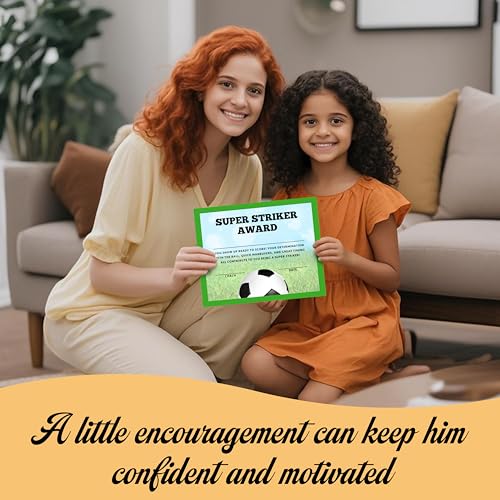 Soccer Award Certificates, 25 Pcs Soccer Ceremony Certificate, Sports Certificates of Achievement for Student Coach Kids, Sports Team Party Activities Supplies -A10 - style: Soccer