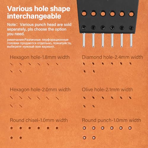 WUTA Leather Stitching Punch, 3nd Removable Round Hole Pricking Irons, Professional Working Hole Punch Tool Set for DIY Leather Craft（6mm- 2+6 Hole） - size: 3nd 6mm- 2+6 Hole