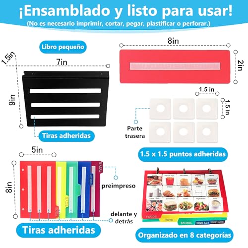Visual Communication Book,162 ASD Photo Picture Cards: Autism Language Vocabulary, Speech Articulation Therapy, ADHD & Apraxia Learning - size: Small, style: Spanish Plastic Real Photo Book