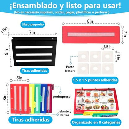 Visual Communication Book,162 ASD Photo Picture Cards: Autism Language Vocabulary, Speech Articulation Therapy, ADHD & Apraxia Learning - size: Small, style: Spanish Plastic Real Photo Book