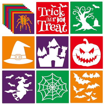 24 Pieces Stencils,Large Drawing Stencils Chalk Template,8 Inches Washable Shape Template Stencils Kit for Crafts,Painting Drawing (Halloween, 8 inch) - color: Halloween