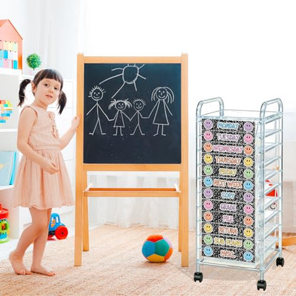 Whaline 12 Pcs Boho Rolling Storage Cart Labels Pastel Happy Face Composition Drawer Rolling Cart Label for Back to School Home Office Classroom Organization
