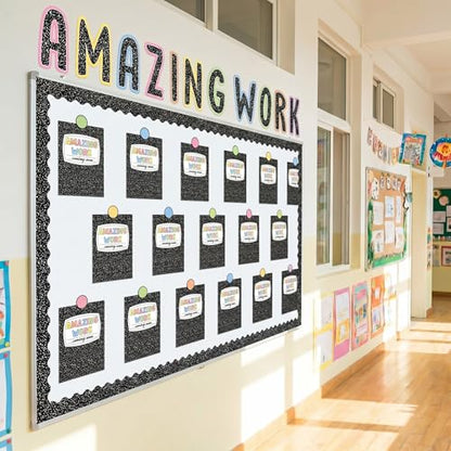 Gersoniel 139 Pcs Student Work Display Bulletin Board Set Amazing Work Decoration Motivational Study Room Cutouts Teachers Display Wall Supply Composition Book Pencil Decoration(Composition Book) - style: Notebook