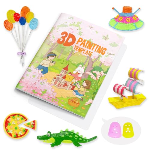 Dayker 3D Pen Printing Drawing Book, Reusable 40 Patterns Painting Graffiti Template with A PVC Transparent Board, 3D Art Thick Paper Stencils for Starter and Artist 3D DIY Gifts - color: Pink