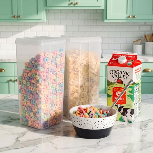 IRIS USA Food Storage Containers with Flip-Top Lid, 3.9 Qt - 4 Pack, Clear Stackable Food Containers for Kitchen & Pantry Organization, BPA-Free, Food Grade Plastic For Flour, Sugar, Dry Food, Grain - size: Food Grade Large - 4 Pack