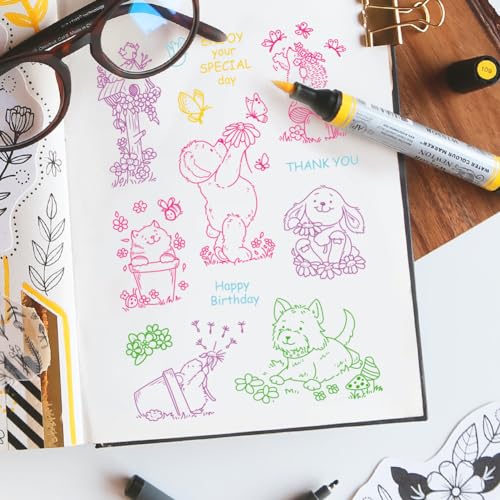ORIGACH Spring Animals Clear Stamps for Cards Making DIY Scrapbooking Photo Album Decoration - style: Animals and Sentiments
