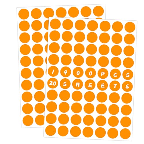 1400 PCS Orange Circle Dot Stickers 3/4" Round Color Coding Label Stickers - color: Orange