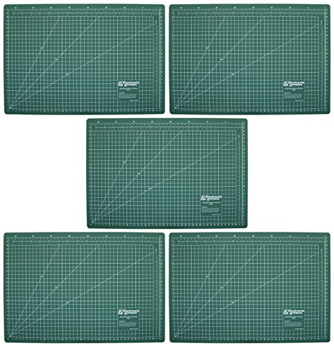 ELECTRONIX EXPRESS 5 Pack Metric 45cm x 30cm (17.71" x 11.81") Self-Healing Cutting Mat, Grid Lines Measure 40 cm x 25 cm, Green, 3mm Thick - size: 5 Pack