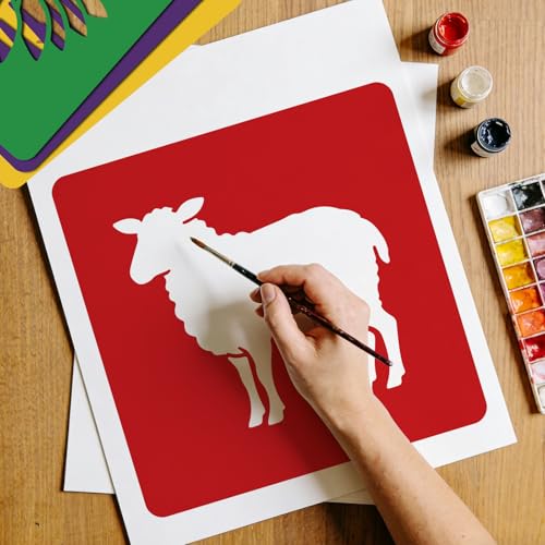 CUTHOLLOW 25PCS Farm Theme Painting Shape Stencils Sets - 8 Inch Reusable&Washable Drawing Template, Different Primary Themed Sidewalk Chalk Art Stencils Kit for Craft Room Wall Paper - style: Farm Theme
