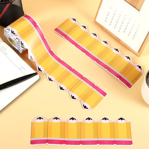 82Ft Back to School Bulletin Board Border, 1 Roll Pencil Pattern Trim Border Non-Stick Border Roll for Preschool Classroom Chalkboard Bulletin Board School Opening Wall Window Door Decor