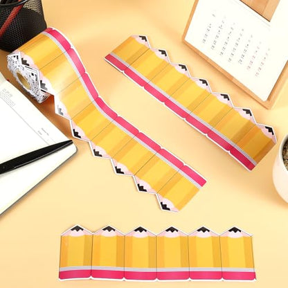 82Ft Back to School Bulletin Board Border, 1 Roll Pencil Pattern Trim Border Non-Stick Border Roll for Preschool Classroom Chalkboard Bulletin Board School Opening Wall Window Door Decor