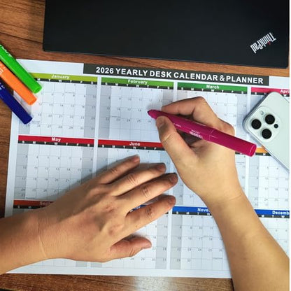 2026 Wall Calendar 11x17 Inch, 2 Pack (1 Laminated Dry Erase + 1 Cardstock), Monthly Yearly Planner, Reversible Horizontal & Vertical, Large Writing Space, Holidays Marked – Office, Home, Classroom - color: 2026 Yearly-Laminated+Cardstock