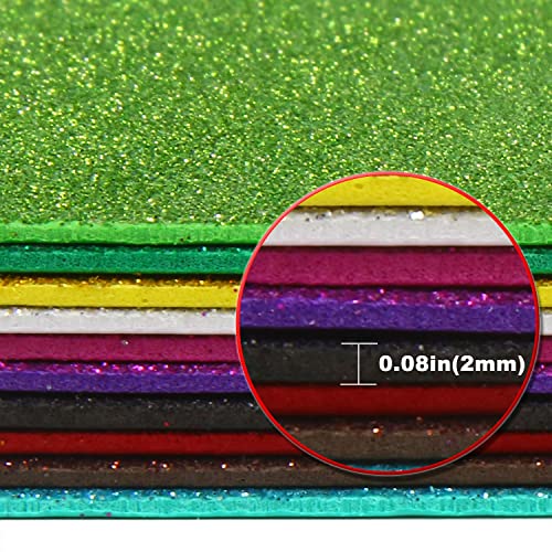 LOMIMOS 10 Pcs Glitter EVA Foam Paper Sheets,Thick Self-Adhesive Sparkle EVA Paper Stickers for Handicraft Arts Crafts DIY Projects Classroom Parties(8x12 IN) - color: Glitter