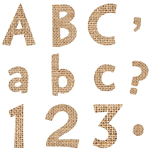 Tenare 134 Pieces 5 Inch Bulletin Board Letters Alphabet Numbers Letters Combo Set Cutouts for Bulletin Board Display Home Back to School Decor(Burlap Style) - style: Burlap Style