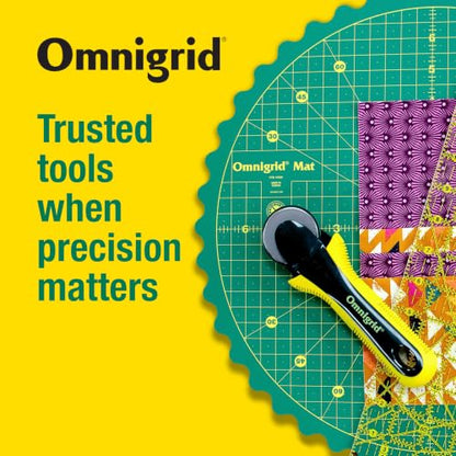 Omnigrid 360 Rotating Self-Healing Cutting Mat, 14 Inch Precision Fabric Cutting Mat with Durable Surface for Quilting, Sewing & Crafts - style: 14"