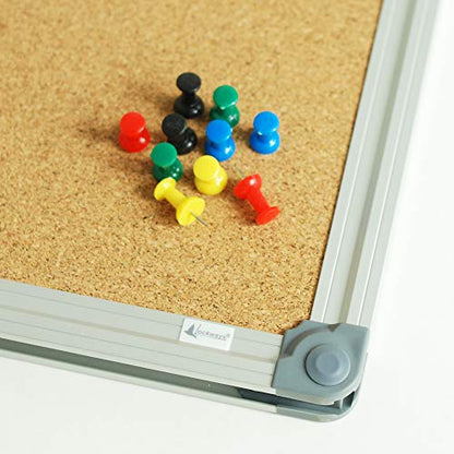 Lockways Cork Board Bulletin Board, 2 Pack Double Sided Corkboard 36" x 24", Wall-Mounted Silver Aluminum Message Presentation Notice Board 3 x 2 Feet - size: 2 Pack 36 x 24 Inch