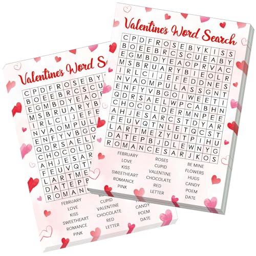 30 Players Valentine's Party Games for Adults Family Office Large Groups, Valentine Parties Word Search Game Card with Answer Key, Valentines Day Classroom Activities Party Favor (Valentines Search) - style: Valentines Search