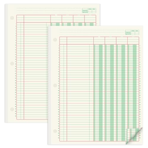 gisgfim 2 Pads 100 Sheets Columnar Analysis Pad 3 Hole Punch Accounting Ledger Book 8-1/2 x 11 Ledger Paper Pad Double Page Format Columnar Pads for Business Bookkeeping & Data(4 Column Ledger) - style: 4 Column Ledger