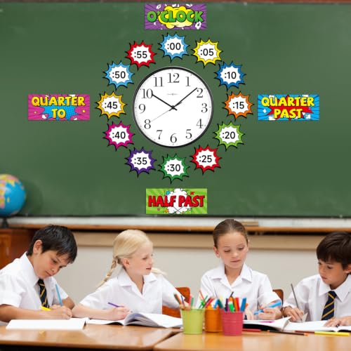 OBUSATT 16PCS Clock Numbers Labels Telling Time Clock Bulletin Board Telling Time Cutouts Classroom Decorations for Elementary Home Back to School Math Classroom Must Haves Teacher Supplies (Hero) - style: Hero